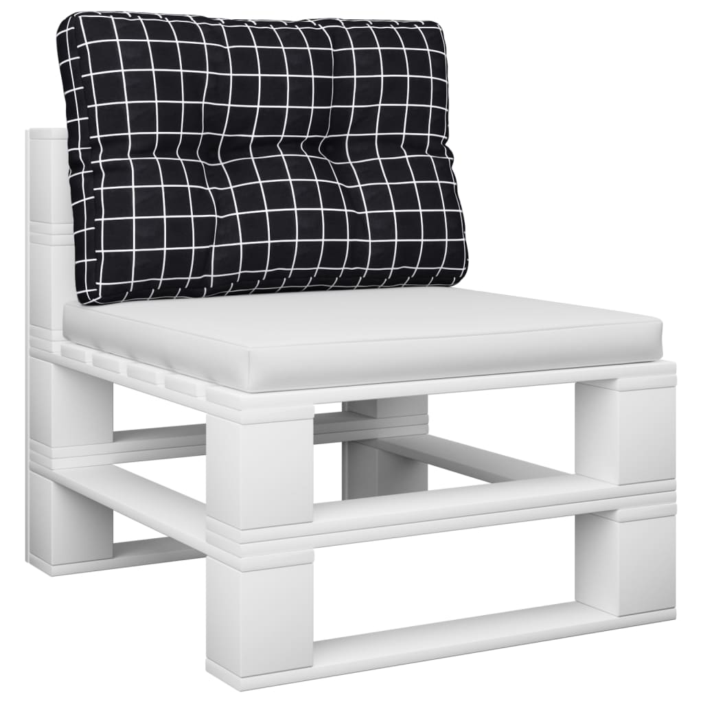 Cuscino per Pallet Motivo a Quadri Nero 50x40x12 cm in Tessuto