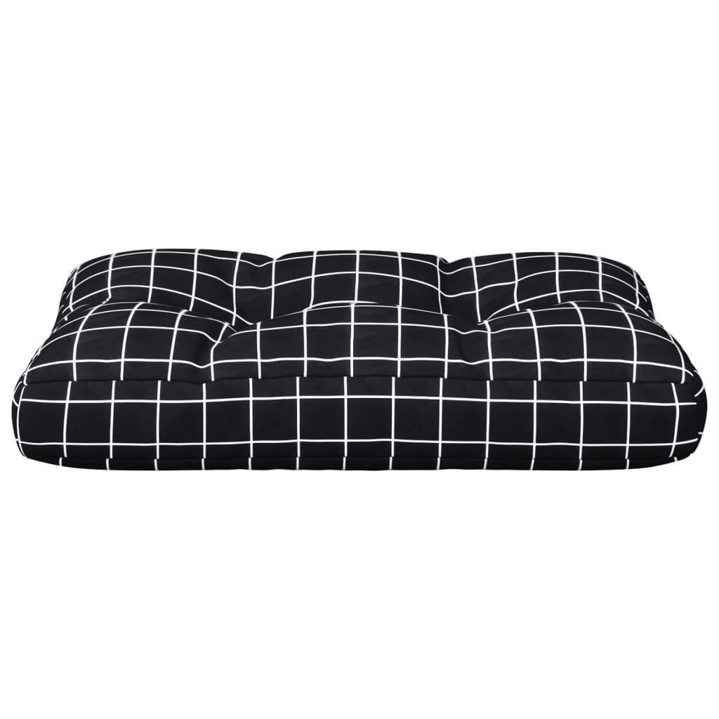 Cuscino per Pallet Motivo a Quadri Nero 50x40x12 cm in Tessuto