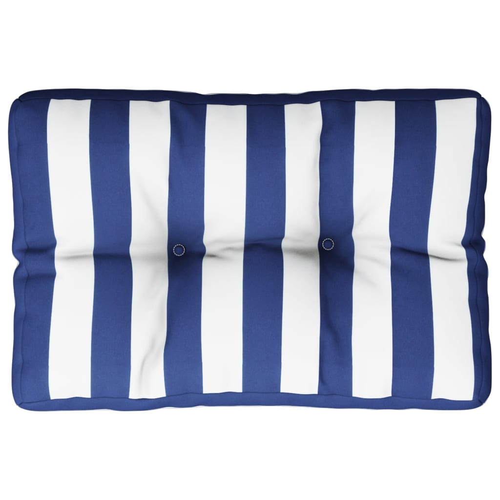 Cuscino per Pallet Strisce Bianche e Blu 60x40x12 cm in Tessuto