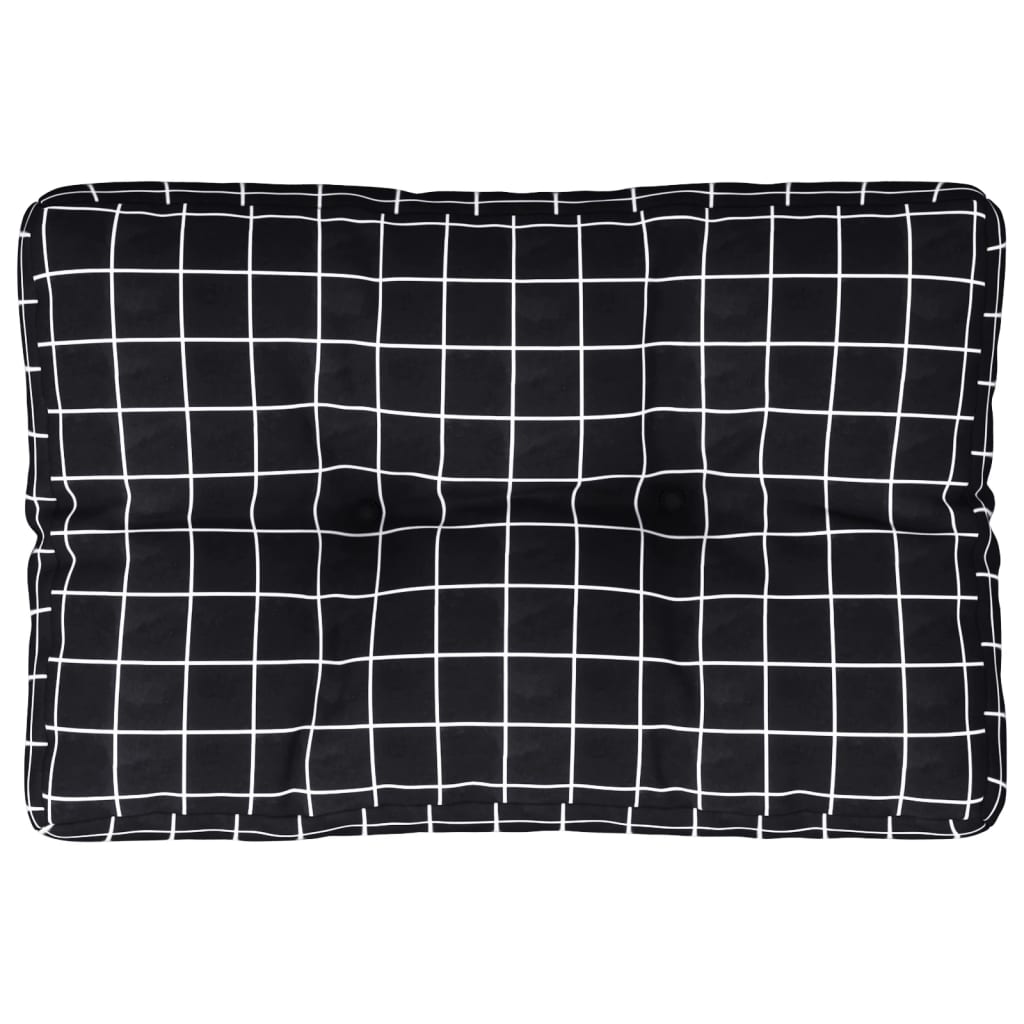 Cuscino per Pallet Motivo a Quadri Nero 60x40x12 cm in Tessuto