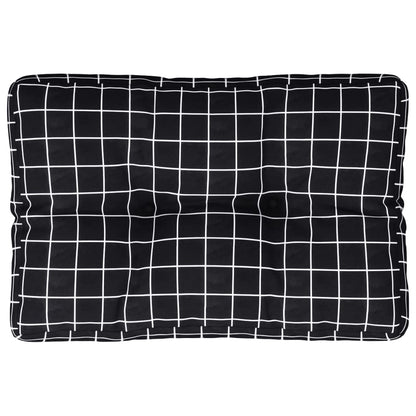 Cuscino per Pallet Motivo a Quadri Nero 60x40x12 cm in Tessuto
