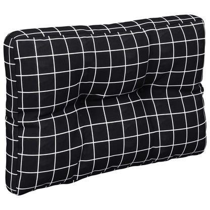 Cuscino per Pallet Motivo a Quadri Nero 60x40x12 cm in Tessuto