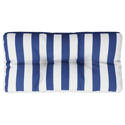 Cuscino per Pallet Strisce Bianche e Blu 70x40x12 cm in Tessuto
