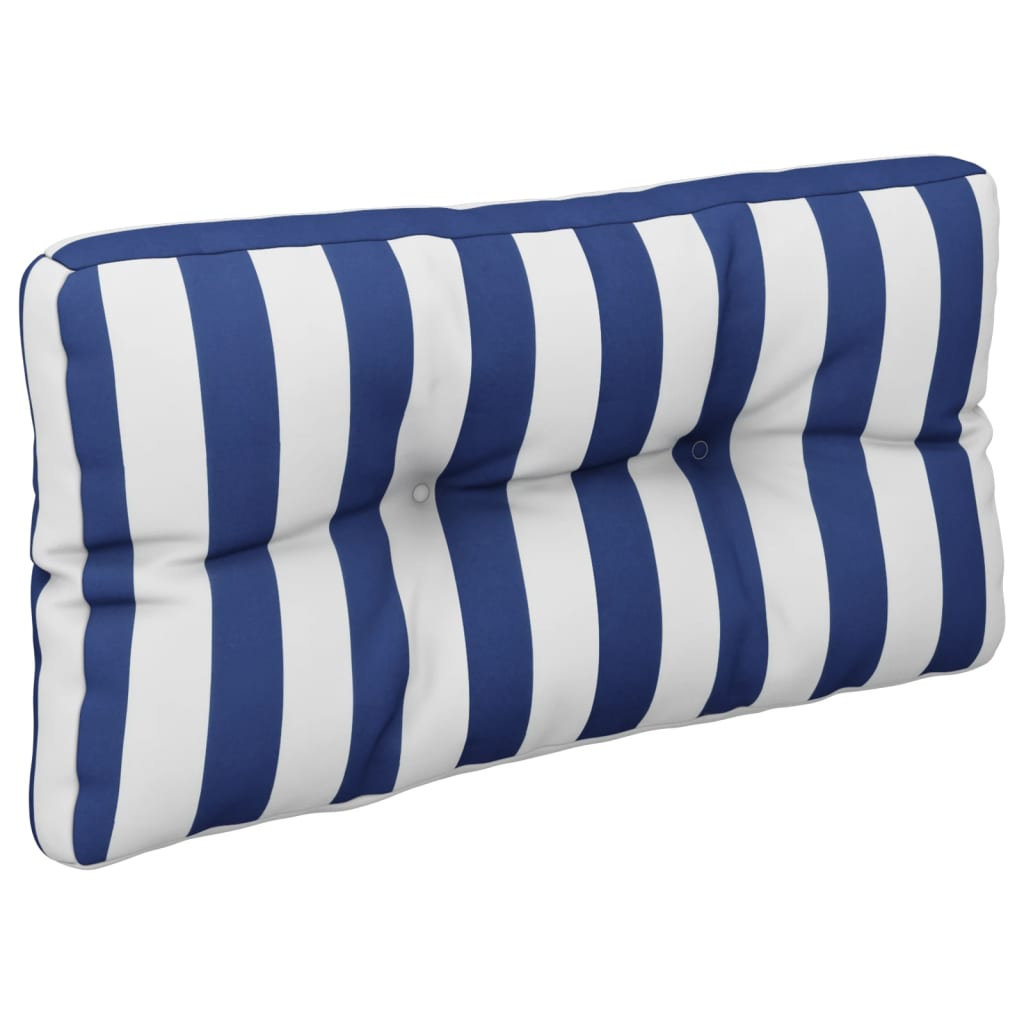 Cuscino per Pallet Strisce Bianche e Blu 70x40x12 cm in Tessuto