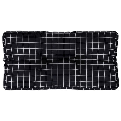 Cuscino per Pallet Motivo a Quadri Nero 70x40x12 cm in Tessuto