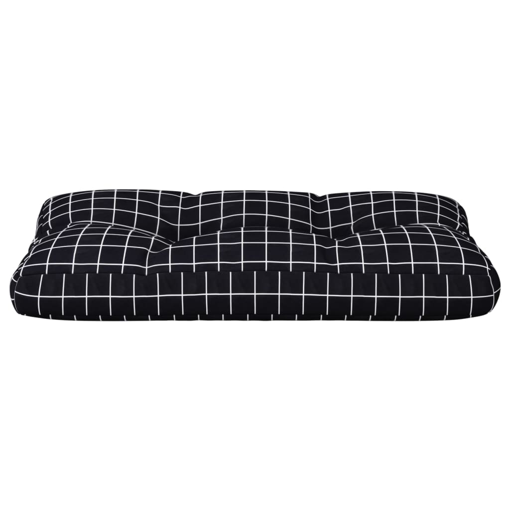 Cuscino per Pallet Motivo a Quadri Nero 70x40x12 cm in Tessuto