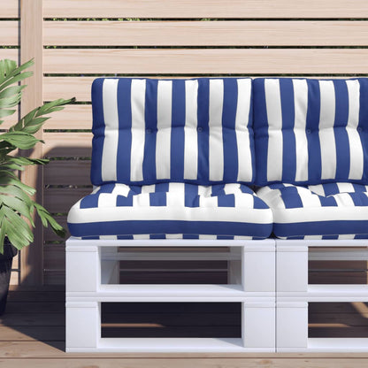Cuscini per Pallet 2 pz Strisce Blu e Bianche in Tessuto