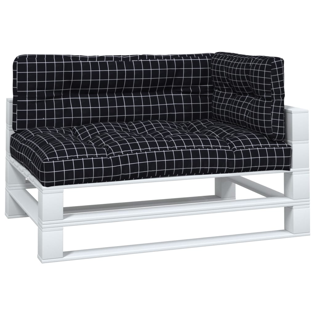 Cuscini per Pallet 3 pz con Motivo a Quadri Nero in Tessuto