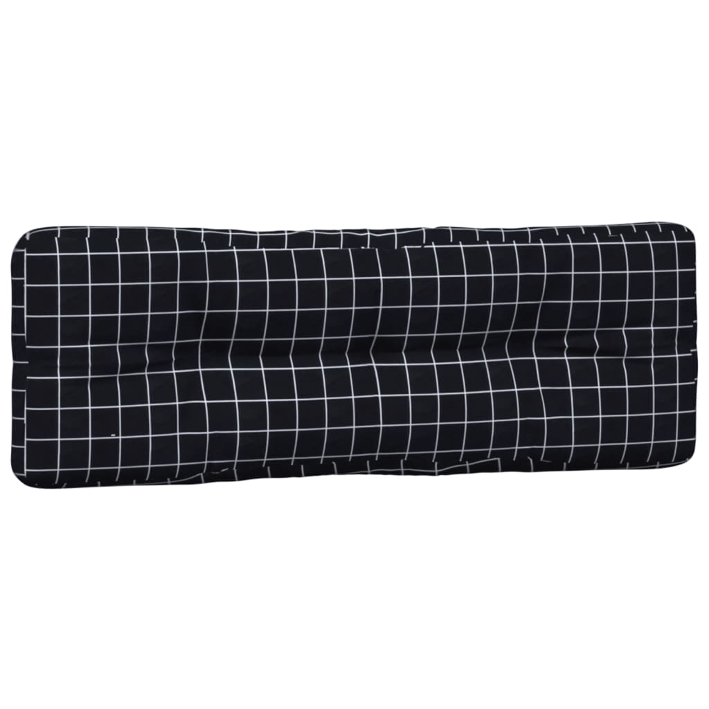 Cuscini per Pallet 3 pz con Motivo a Quadri Nero in Tessuto