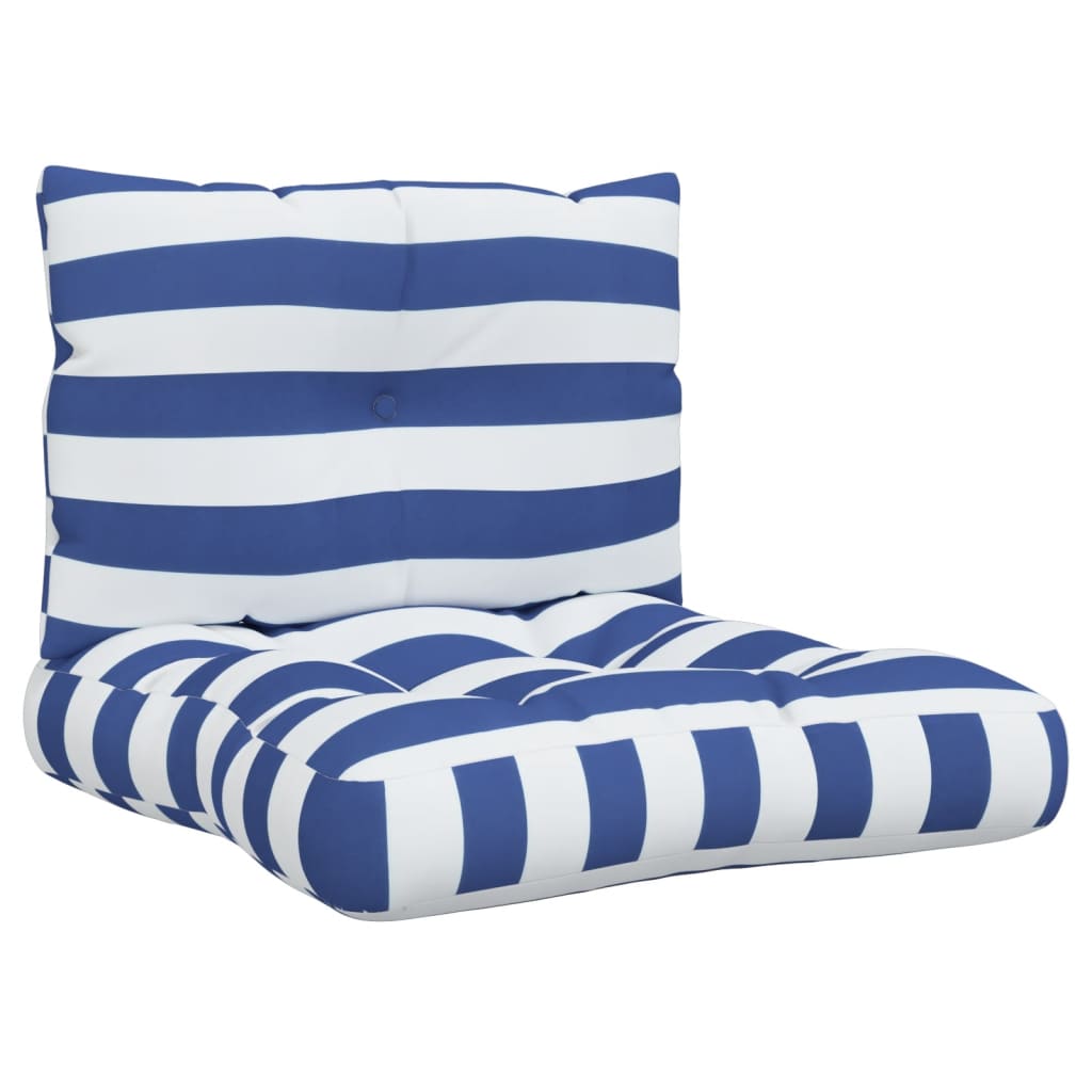 Cuscini per Pallet 2 pz Strisce Blu e Bianche Tessuto Oxford