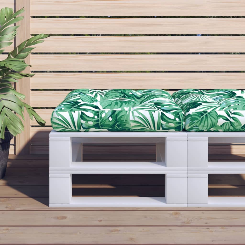 Cuscino per Pallet con Motivo a Foglie 60x61,5x10 cm in Tessuto