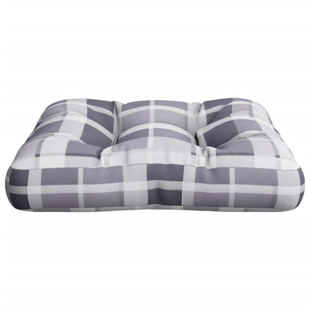 Cuscino per Pallet a Quadri Grigio 58x58x10 cm in Tessuto