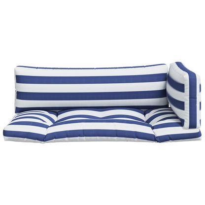 Cuscini per Pallet 3 pz Strisce Blu e Bianche Tessuto Oxford