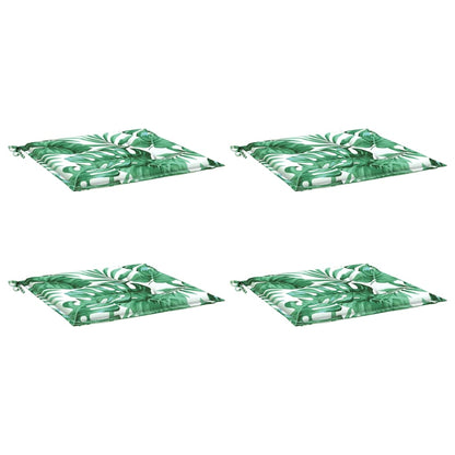 Cuscini per Sedia 4 pz Motivo a Foglie 40x40x4 cm Tessuto