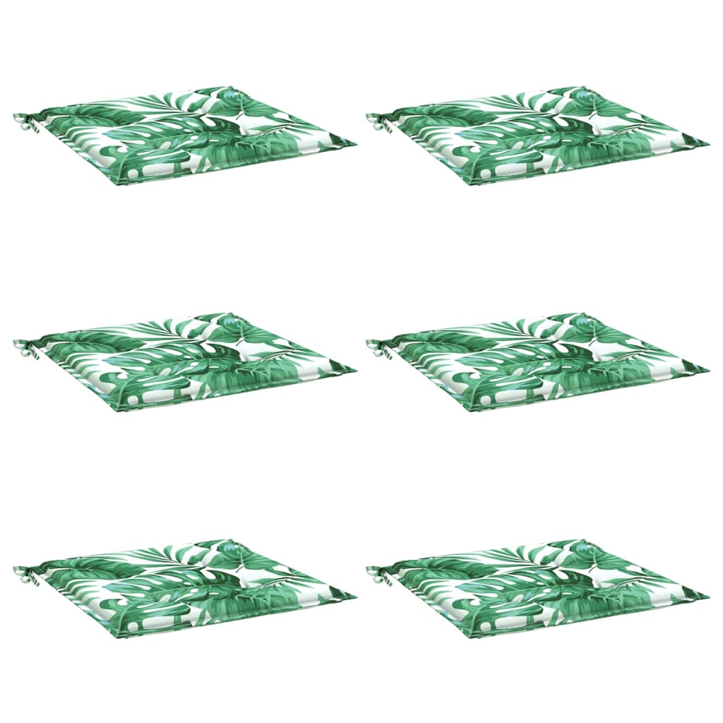 Cuscini per Sedia 6 pz Motivo a Foglie 40x40x4 cm Tessuto