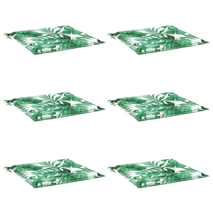 Cuscini per Sedia 6 pz Motivo a Foglie 40x40x4 cm Tessuto