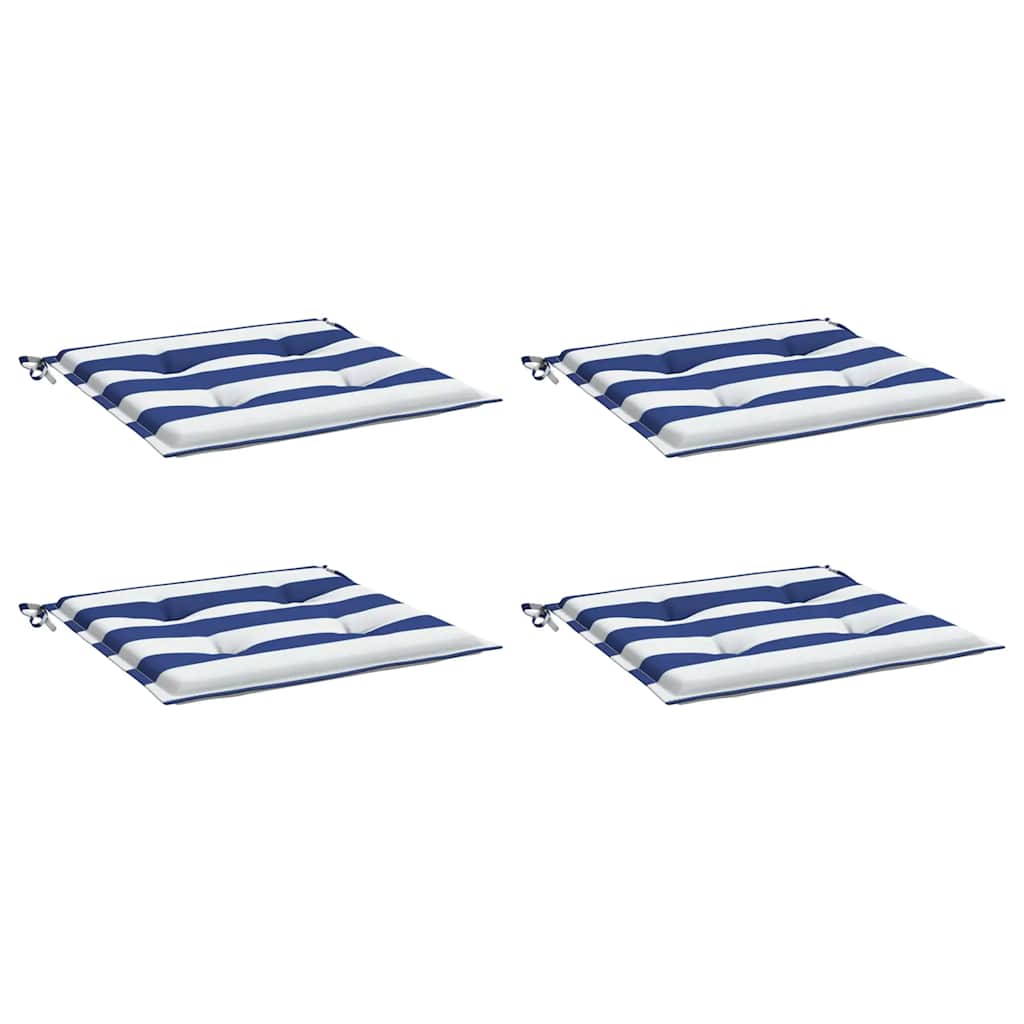 Cuscini per Sedia 4 pz Strisce Bianche e Blu 40x40x3 cm Tessuto
