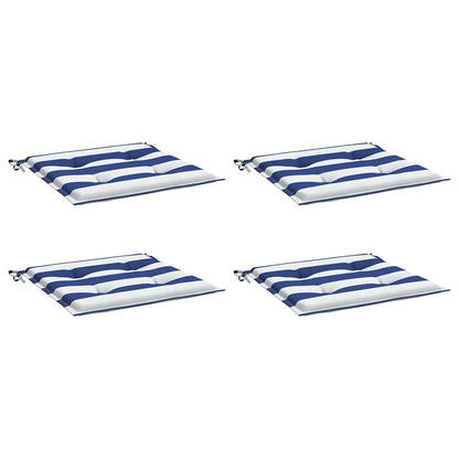 Cuscini per Sedia 4 pz Strisce Bianche e Blu 40x40x3 cm Tessuto