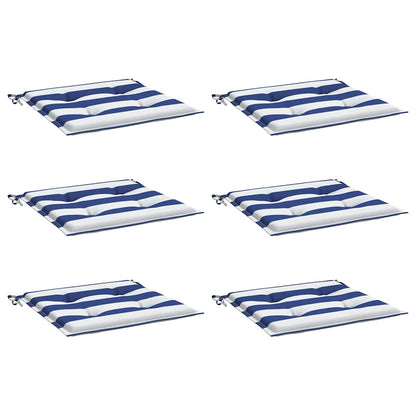 Cuscini per Sedia 6 pz Strisce Bianche e Blu 40x40x3 cm Tessuto