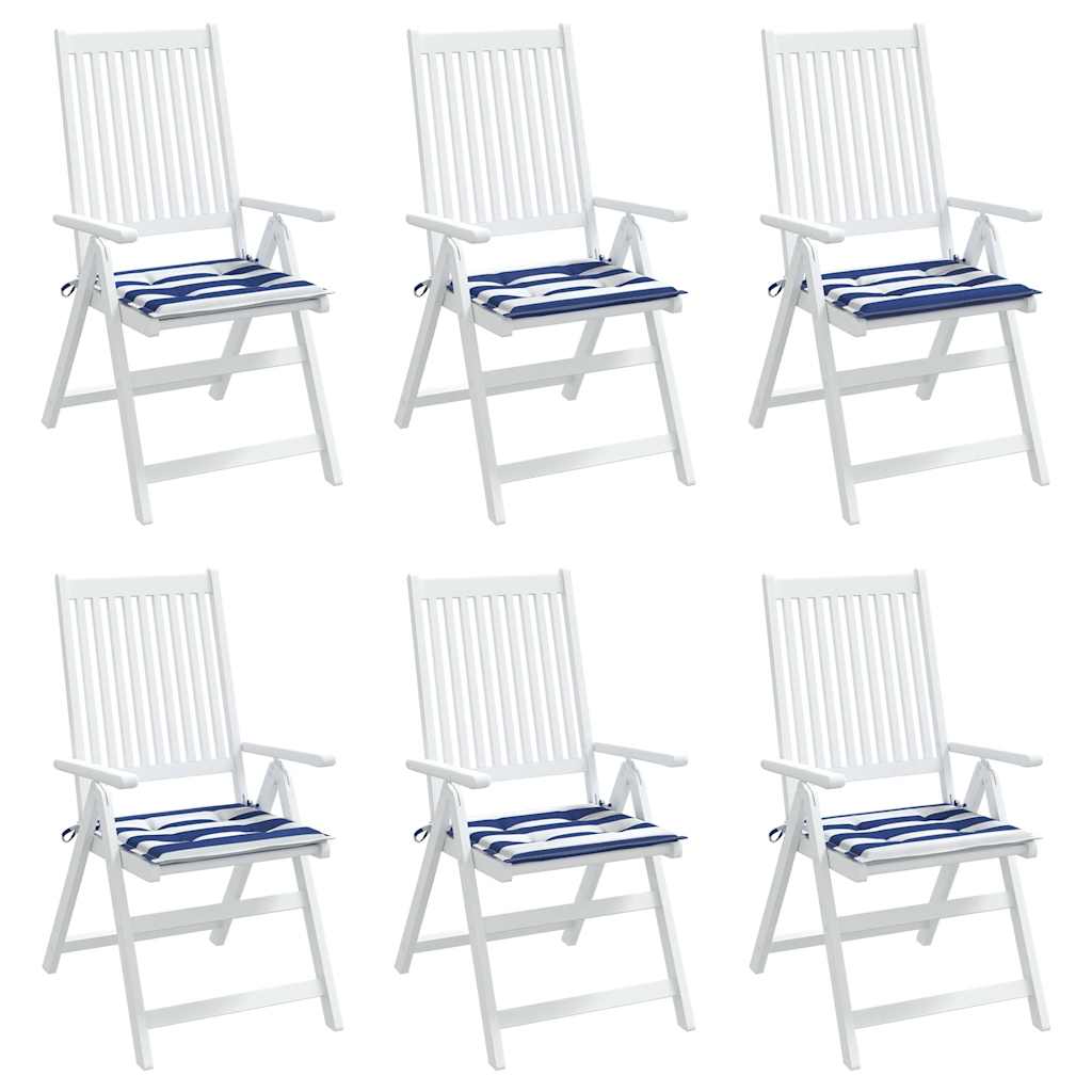 Cuscini per Sedia 6 pz Strisce Bianche e Blu 40x40x3 cm Tessuto