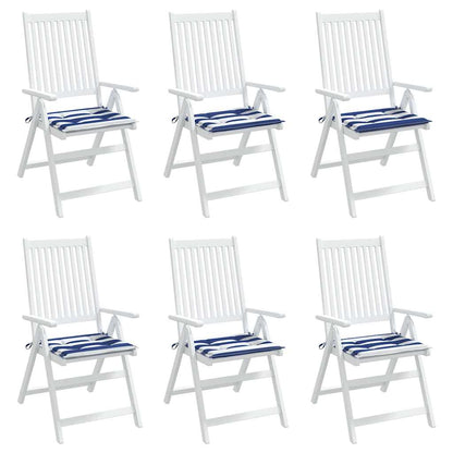 Cuscini per Sedia 6 pz Strisce Bianche e Blu 40x40x3 cm Tessuto
