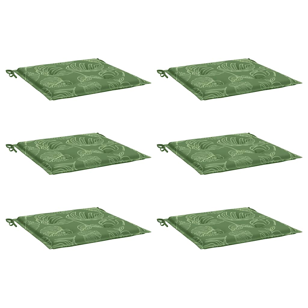 Cuscini per Sedia 6 pz Motivo a Foglie 40x40x3 cm Tessuto