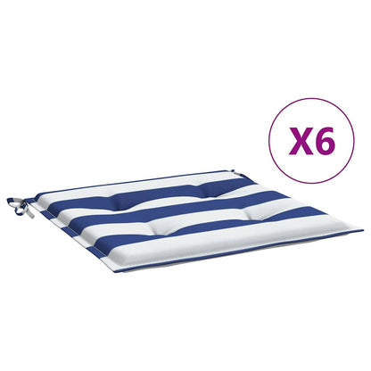 Cuscini per Sedia 2pz Strisce Bianche e Blu 50x50x4 cm Tessuto