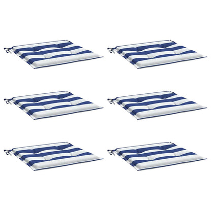 Cuscini per Sedia 2pz Strisce Bianche e Blu 50x50x3 cm Tessuto