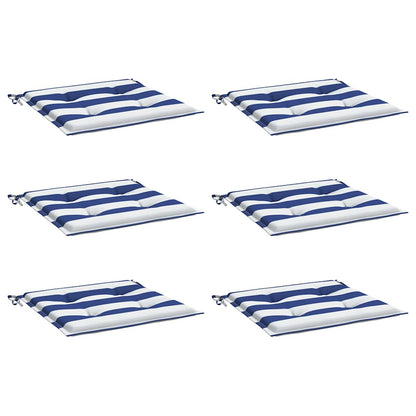 Cuscini per Sedia 2pz Strisce Bianche e Blu 50x50x4 cm Tessuto