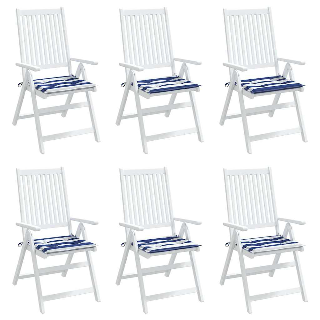 Cuscini per Sedia 2pz Strisce Bianche e Blu 50x50x3 cm Tessuto