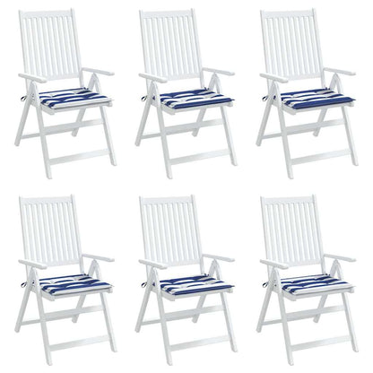 Cuscini per Sedia 2pz Strisce Bianche e Blu 50x50x3 cm Tessuto
