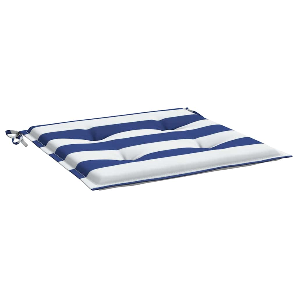 Cuscini per Sedia 2pz Strisce Bianche e Blu 50x50x4 cm Tessuto