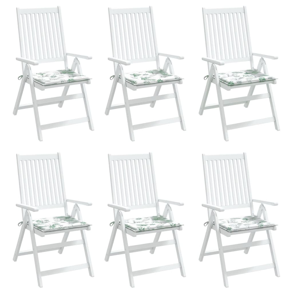 Cuscini per Sedia 6 pz Motivo a Foglie 50x50x3 cm in Tessuto