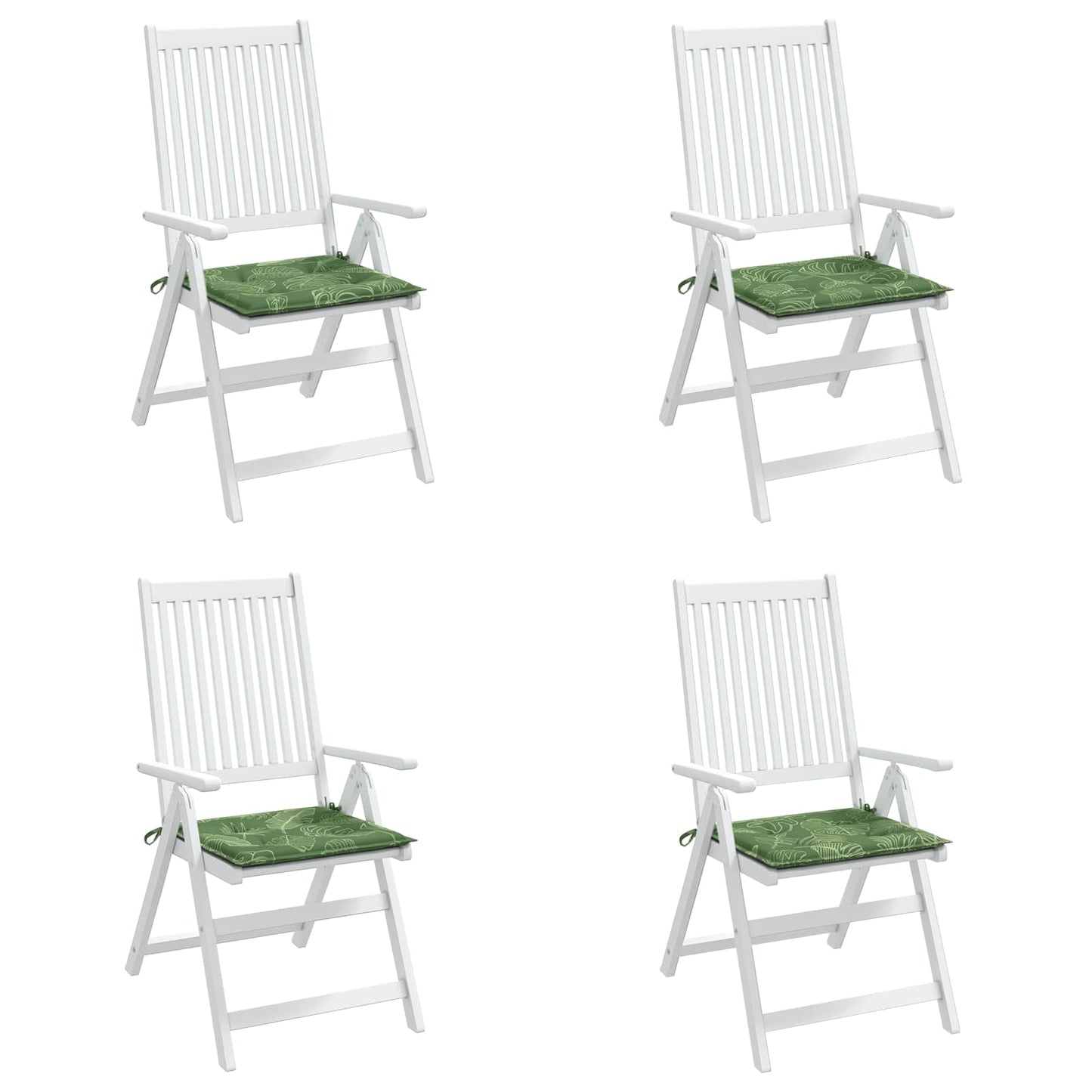 Cuscini per sedie 4 pcs Verde e Bianco 50 x 50 x 4 cm