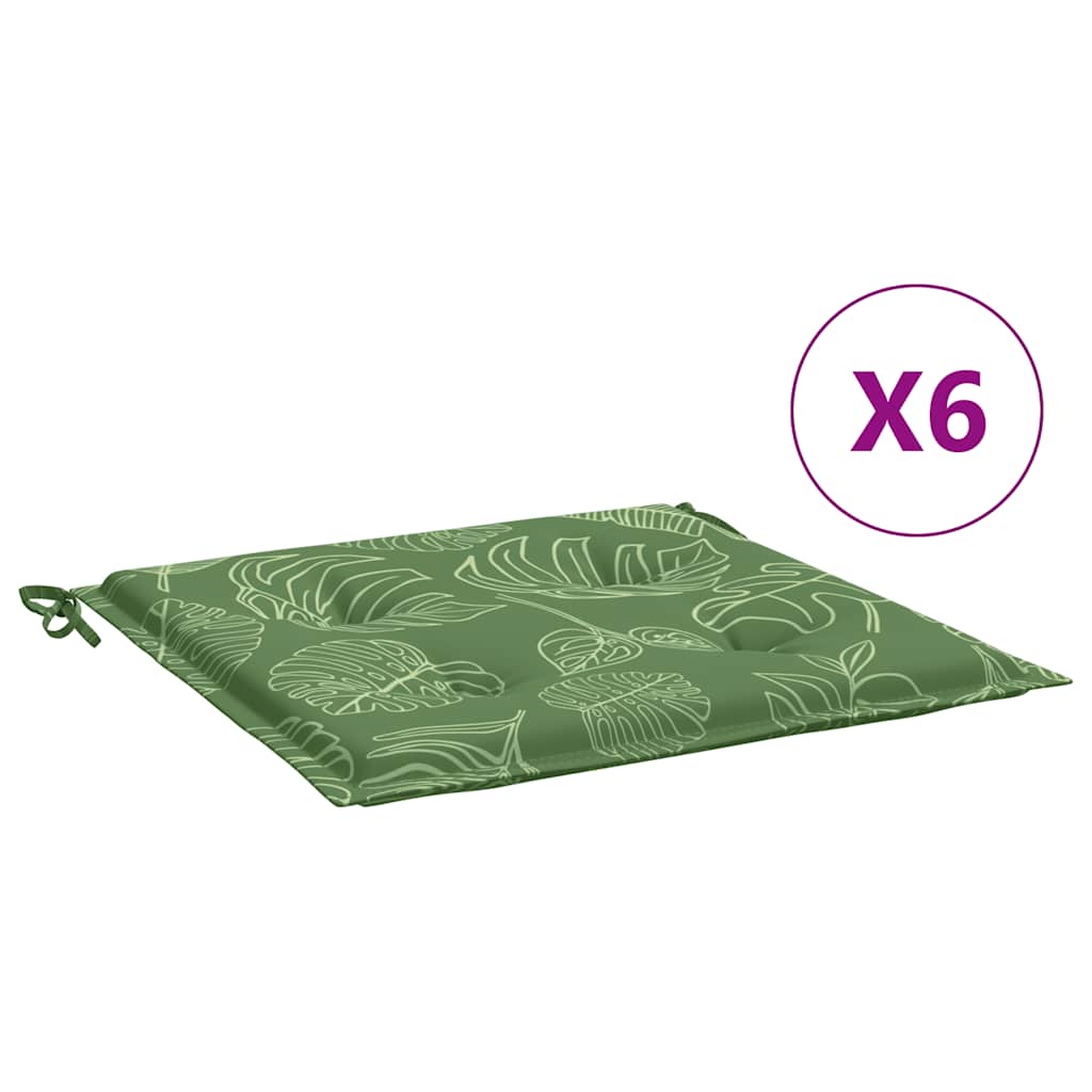 Cuscini per Sedia 6 pz Motivo a Foglie 50x50x4 cm in Tessuto