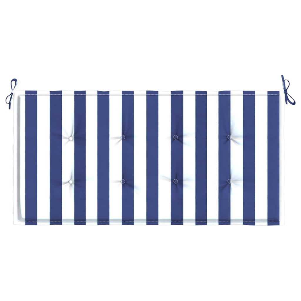Cuscino Panca Giardino Bianco e Blu 120x50x3 cm Tessuto Oxford