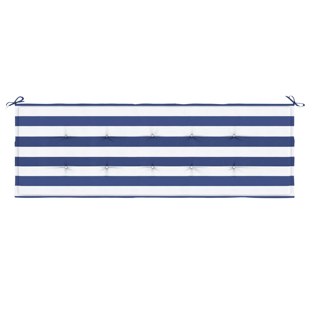 Cuscino Panca Giardino Bianco e Blu 150x50x3 cm Tessuto Oxford