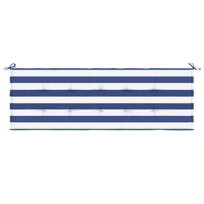 Cuscino Panca Giardino Bianco e Blu 150x50x3 cm Tessuto Oxford