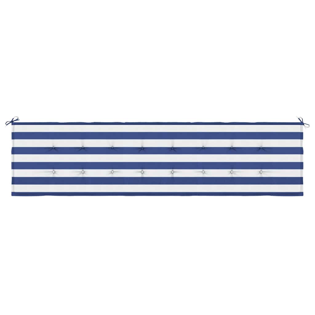 Cuscino Panca Giardino Righe Bianche e Blu 200x50x3 cm Tessuto
