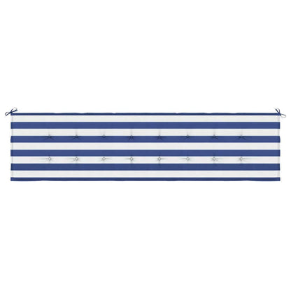 Cuscino Panca Giardino Righe Bianche e Blu 200x50x3 cm Tessuto