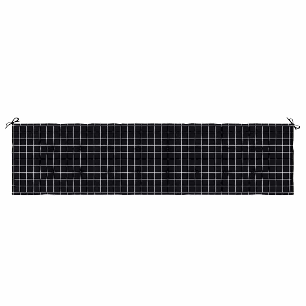 Cuscino Panca Giardino Motivo a Quadri Nero 200x50x3 cm Tessuto