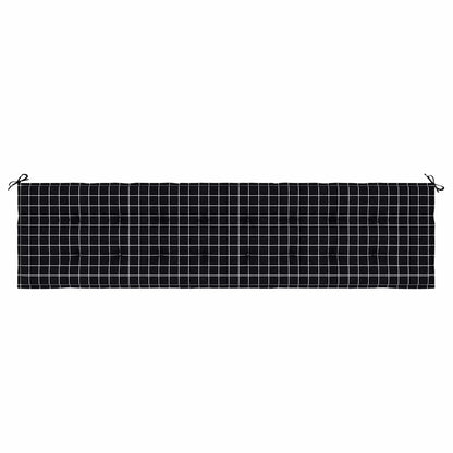 Cuscino Panca Giardino Motivo a Quadri Nero 200x50x3 cm Tessuto