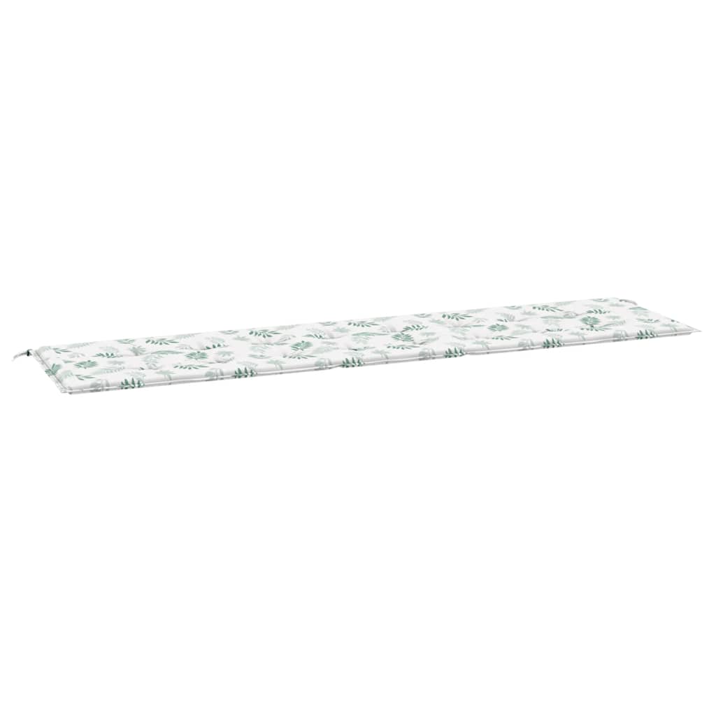 Cuscino Panca da Giardino Motivo a Foglie 200x50x3 cm Tessuto