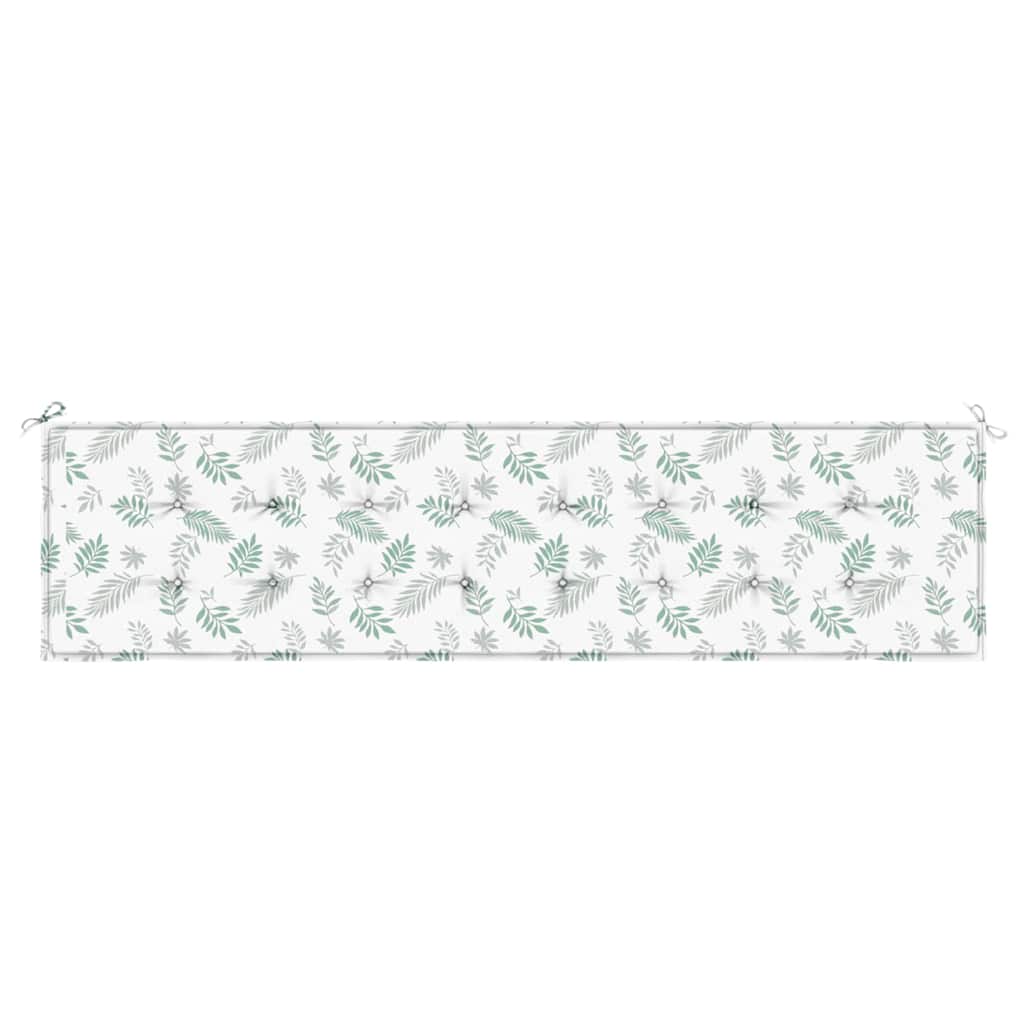 Cuscino Panca da Giardino Motivo a Foglie 200x50x3 cm Tessuto