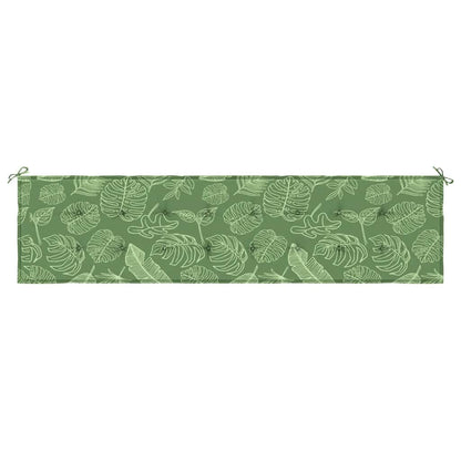 Cuscino Panca da Giardino Motivo a Foglie 200x50x3 cm Tessuto