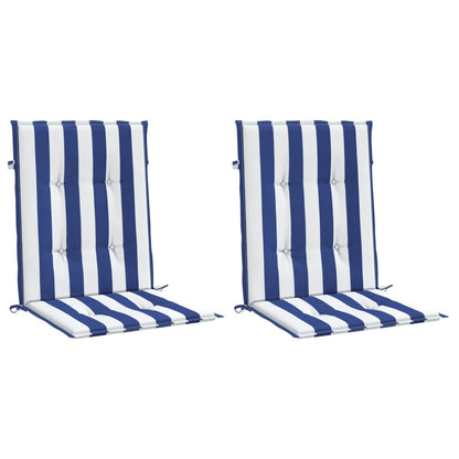 Cuscini Sedia Schienale Basso 2pz Strisce Bianche e Blu Tessuto