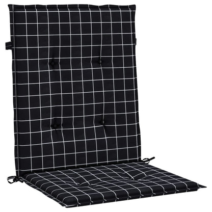 Cuscini Sedia Schienale Basso 4 pz Motivo a Quadri Nero Tessuto