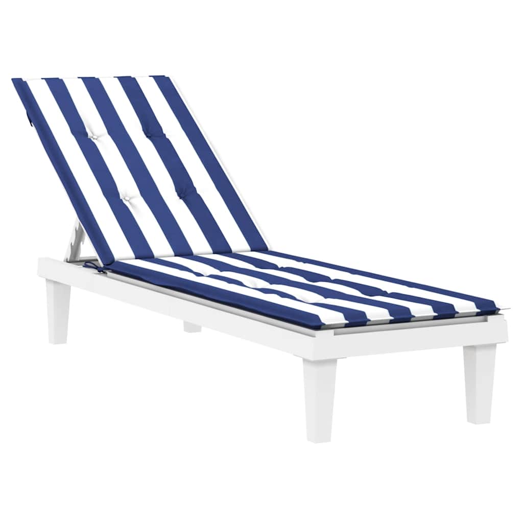 Cuscino per Sedia Sdraio a Strisce Bianche e Blu Tessuto Oxford