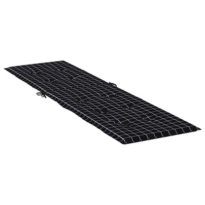 Cuscino per Sedia Sdraio Motivo a Quadri Nero in Tessuto Oxford