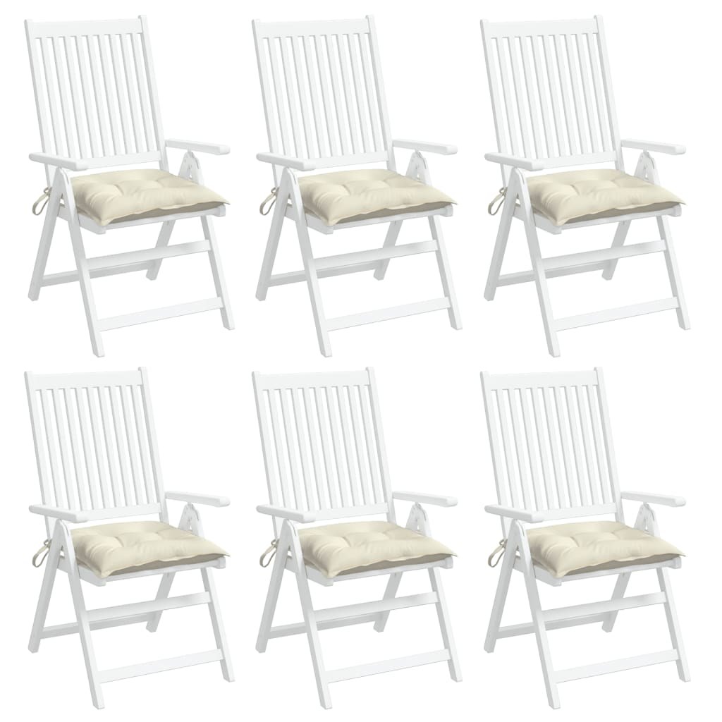 Cuscini per Sedia 6pz Bianco Crema 40x40x7 cm in Tessuto Oxford